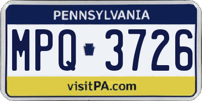 PA license plate MPQ3726