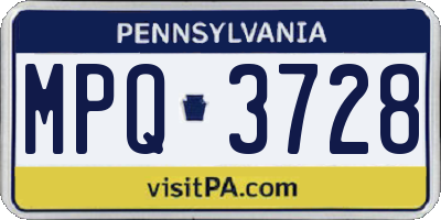 PA license plate MPQ3728