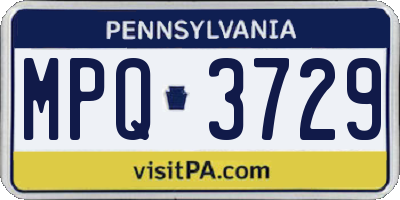 PA license plate MPQ3729