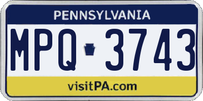 PA license plate MPQ3743