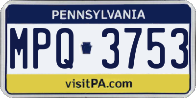 PA license plate MPQ3753