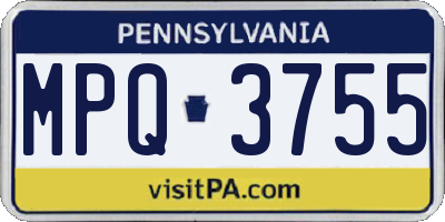 PA license plate MPQ3755