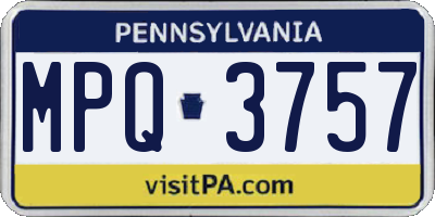 PA license plate MPQ3757