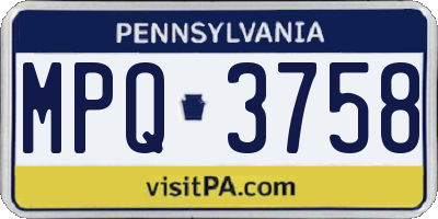 PA license plate MPQ3758