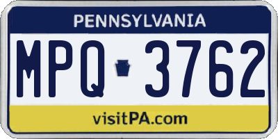 PA license plate MPQ3762