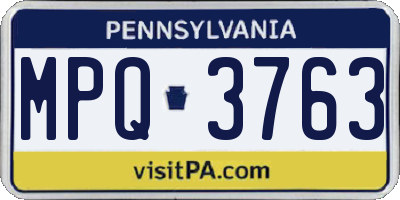 PA license plate MPQ3763