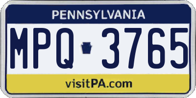 PA license plate MPQ3765