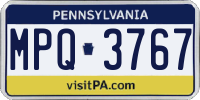 PA license plate MPQ3767