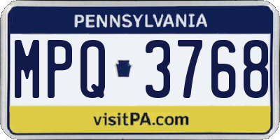 PA license plate MPQ3768