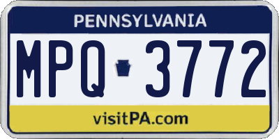 PA license plate MPQ3772