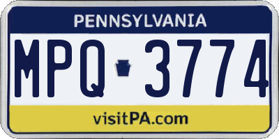PA license plate MPQ3774