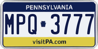 PA license plate MPQ3777