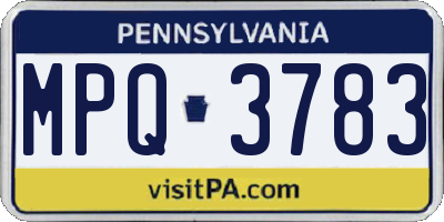 PA license plate MPQ3783