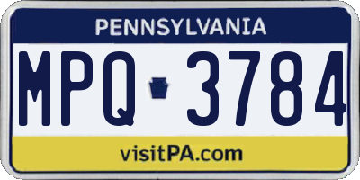 PA license plate MPQ3784