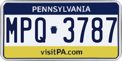 PA license plate MPQ3787
