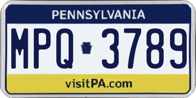 PA license plate MPQ3789