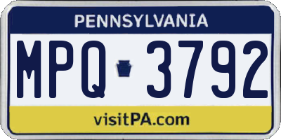 PA license plate MPQ3792