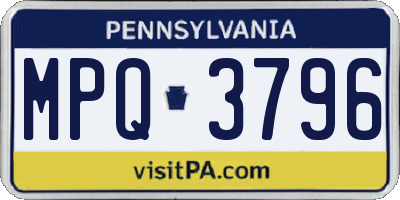 PA license plate MPQ3796