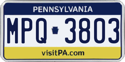 PA license plate MPQ3803