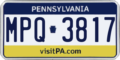 PA license plate MPQ3817