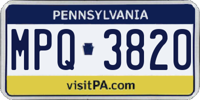 PA license plate MPQ3820