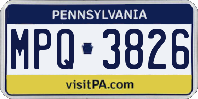 PA license plate MPQ3826