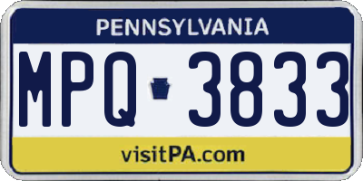 PA license plate MPQ3833