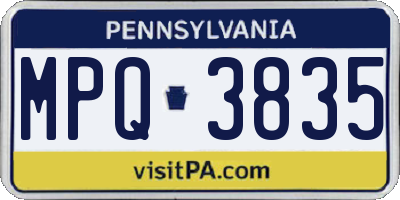 PA license plate MPQ3835