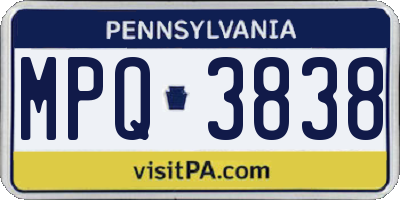PA license plate MPQ3838