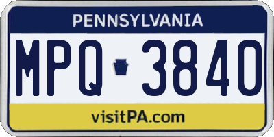 PA license plate MPQ3840