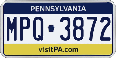 PA license plate MPQ3872