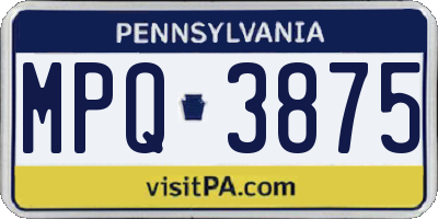 PA license plate MPQ3875