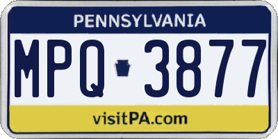 PA license plate MPQ3877