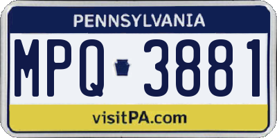 PA license plate MPQ3881