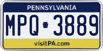 PA license plate MPQ3889