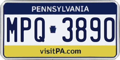 PA license plate MPQ3890