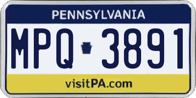 PA license plate MPQ3891