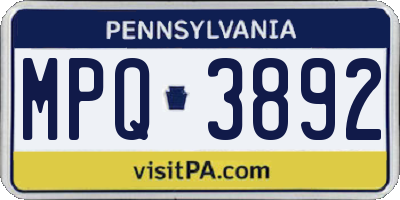PA license plate MPQ3892