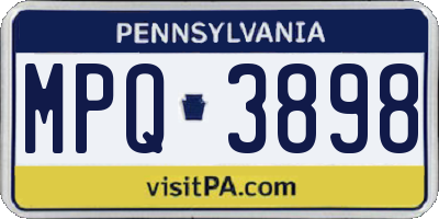 PA license plate MPQ3898
