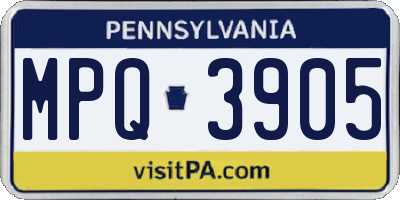 PA license plate MPQ3905