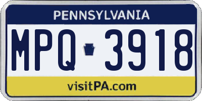 PA license plate MPQ3918
