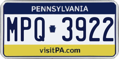 PA license plate MPQ3922