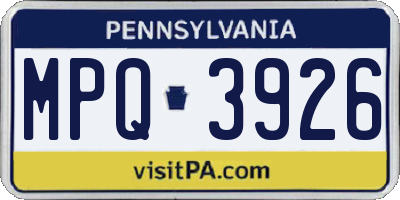 PA license plate MPQ3926