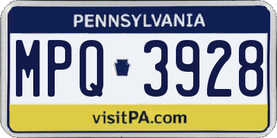 PA license plate MPQ3928