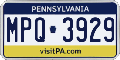 PA license plate MPQ3929