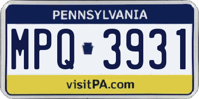 PA license plate MPQ3931