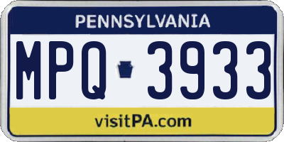 PA license plate MPQ3933