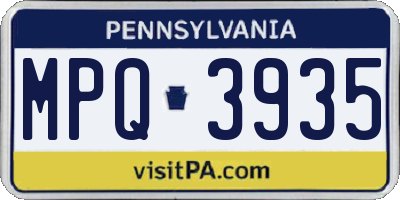 PA license plate MPQ3935