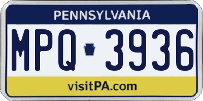 PA license plate MPQ3936
