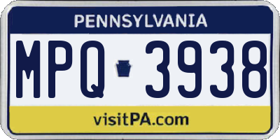 PA license plate MPQ3938